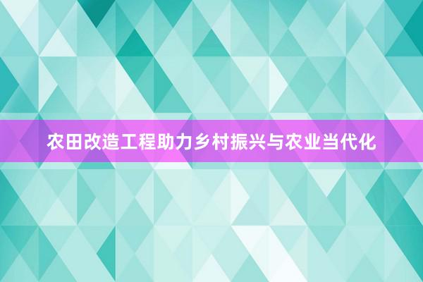农田改造工程助力乡村振兴与农业当代化